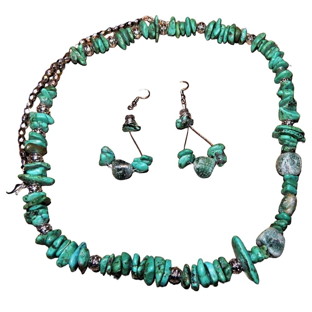 Amazing BoHo Artisian Amazonite Turquoise Necklace & Earring Set
